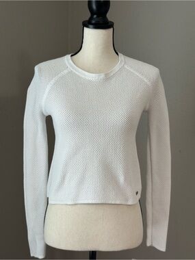 White Sweater Women’s XXS Fisherman Cable Knit Preppy Coastal Beach
